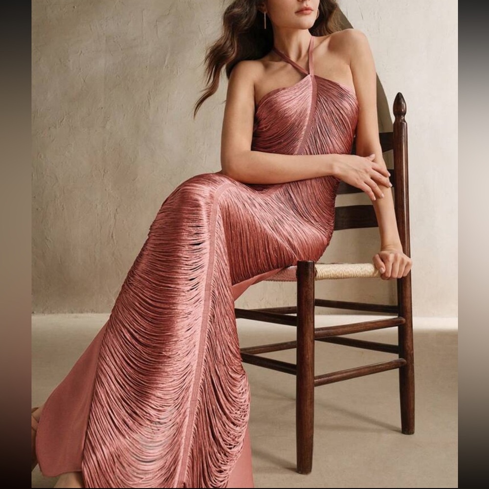 Luxurious tassel evening party formal gown prom dress